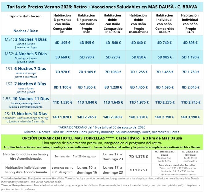 RETIROS DE VERANO EN LA COSTA BRAVA escapadasconalma.com